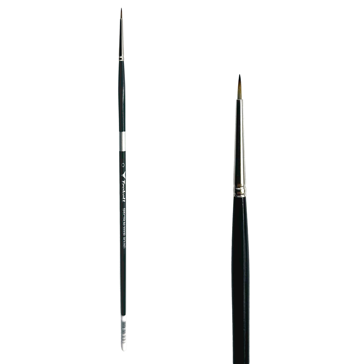 Trekell Spectrum #0 Round Brush - Long Handle, with rounded, pointed bristles.