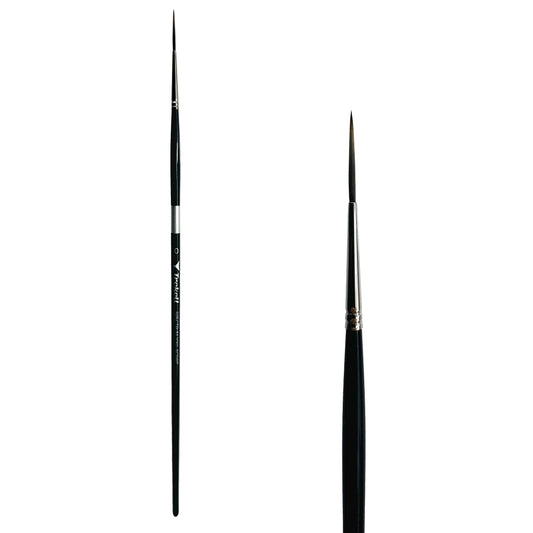 Trekell Spectrum #0 Script/Rigger Brush - Long Handle, with long, fine pointed bristles.