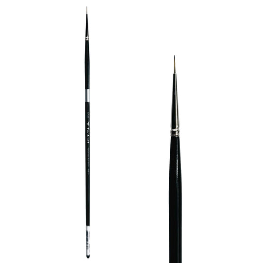 Trekell Spectrum #10/0 Liner Brush - Long Handle, with long, narrow pointed bristles.