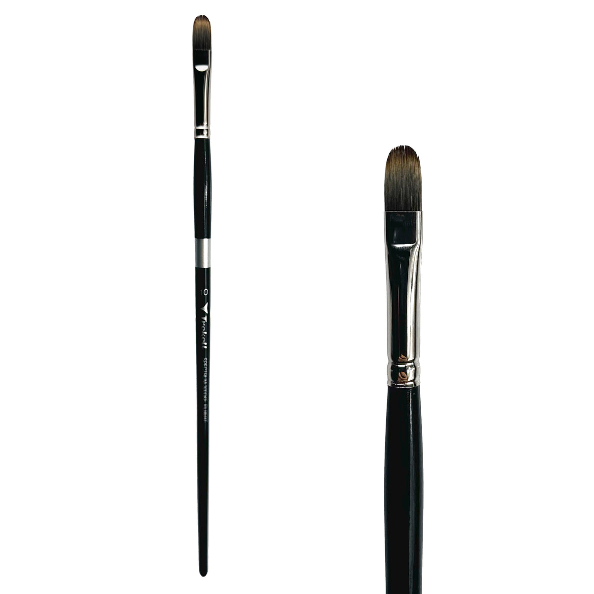 Trekell Spectrum #10 Filbert Brush - Long Handle, with flattened bristles and a rounded tip.