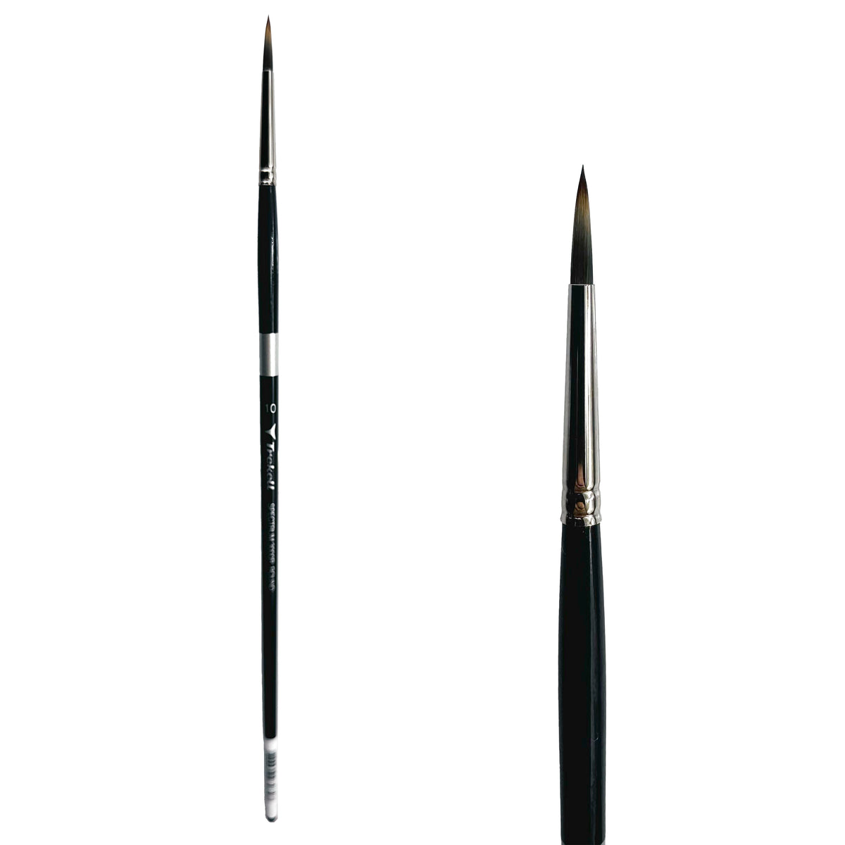 Trekell Spectrum #10 Round Brush - Long Handle, with rounded, pointed bristles.