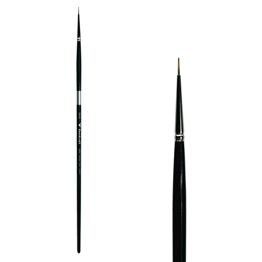 Trekell Spectrum #20/0 Liner Brush - Long Handle, with long, narrow pointed bristles.