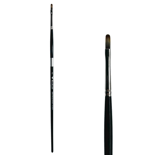 Trekell Spectrum #2 Filbert Brush - Long Handle, with flattened bristles and a rounded tip.