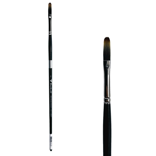 Trekell Spectrum #2 Long Filbert Brush - Long Handle, with long, flat bristles with a rounded tip.