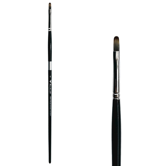 Trekell Spectrum #4 Filbert Brush - Long Handle, with flattened bristles and a rounded tip.