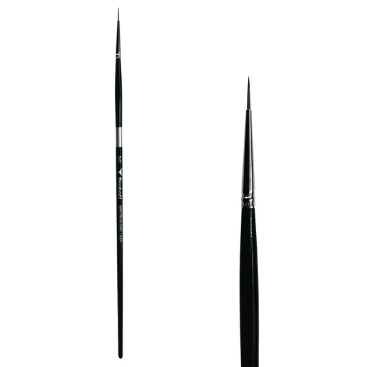 Trekell Spectrum #5/0 Liner Brush - Long Handle, with long, narrow pointed bristles.