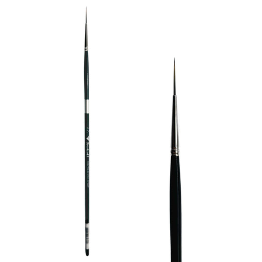 Trekell Spectrum #5/0 Script/Rigger Brush - Long Handle, with long, fine pointed bristles.