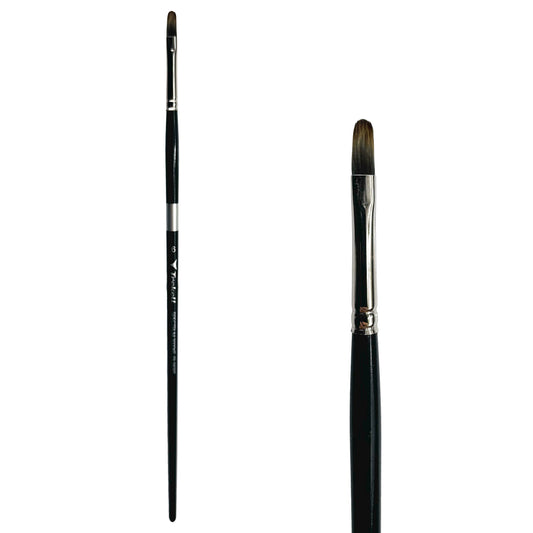 Trekell Spectrum #6 Filbert Brush - Long Handle, with flattened bristles and a rounded tip.