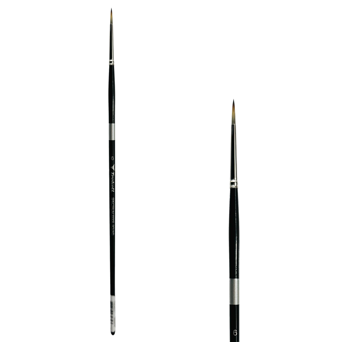 Trekell Spectrum #6 Round Brush - Long Handle, with rounded, pointed bristles.