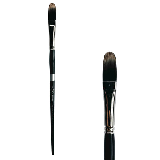 Trekell Spectrum #8 Long Filbert Brush - Long Handle, with long, flat bristles with a rounded tip.
