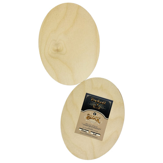 Trekell Imperfect 6" x 8" Oval Panel, round front and labeled back shown together, with natural wood grain.