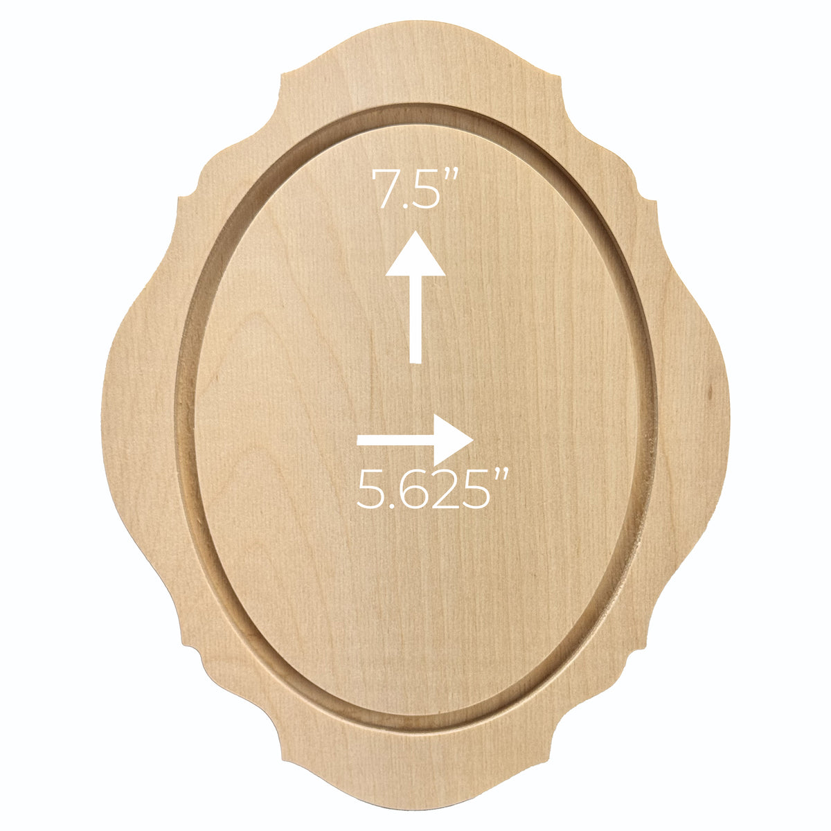 Dimension diagram of the Trekell Gothic Portrait Floater Panel, 1/2-inch Baltic Birch, 8" x 10"