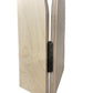 Close-up of a black hinge joining the wooden Gothic Arch altar panel sections.