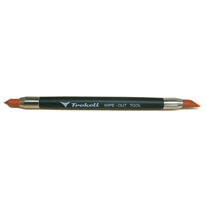 Trekell double-ended brush, dark handle with orange pointed bristles at both ends.