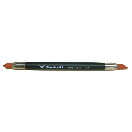Trekell double-ended brush, dark handle with orange pointed bristles at both ends.
