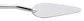 Silver palette knife viewed from the side, showing its bent neck and pointed blade.
