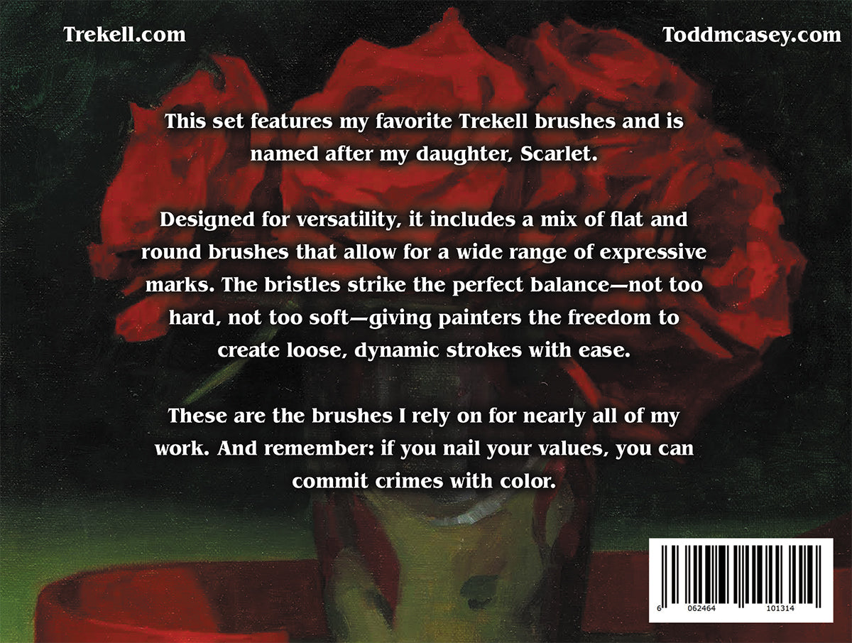 Back of the Todd M. Casey Scarlet Brush Set by Trekell