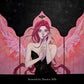 Red-haired woman in a black dress with pink wings across an open Gothic Cathedral altar panel, credited to Danica Sills.