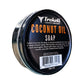Trekell Coconut Oil Soap tin at an angle, showing a black label and orange lettering.