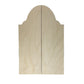 Trekell Cemetery Gate Altar Panel with both wood doors closed, forming a domed top with curved shoulders and a center seam.