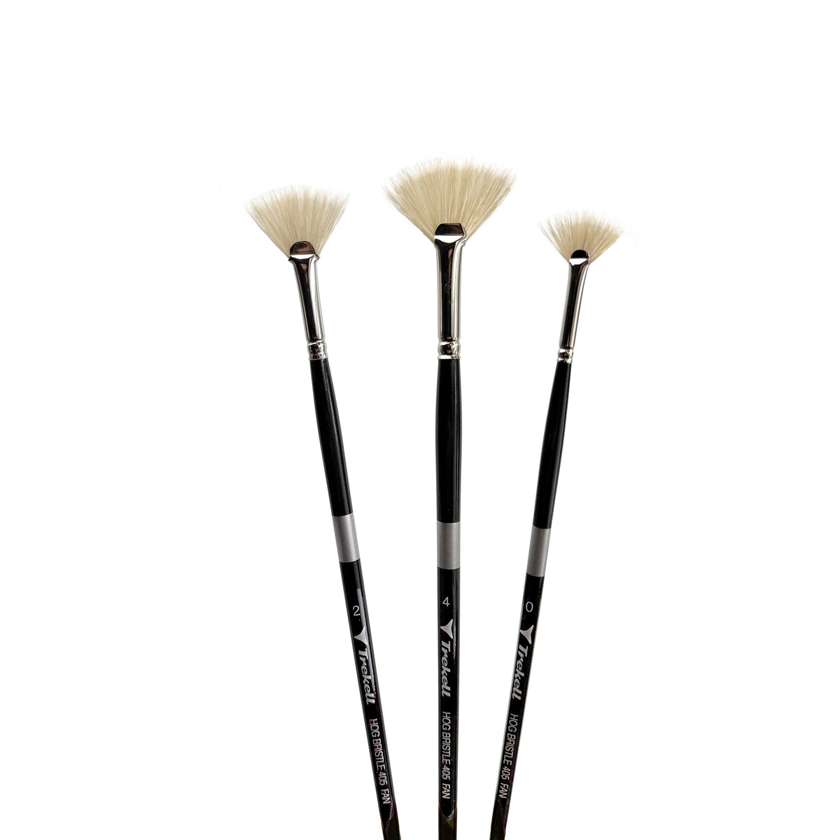 Trekell Hog Bristle Long Handle Artist Brush, Complete Set, Fan