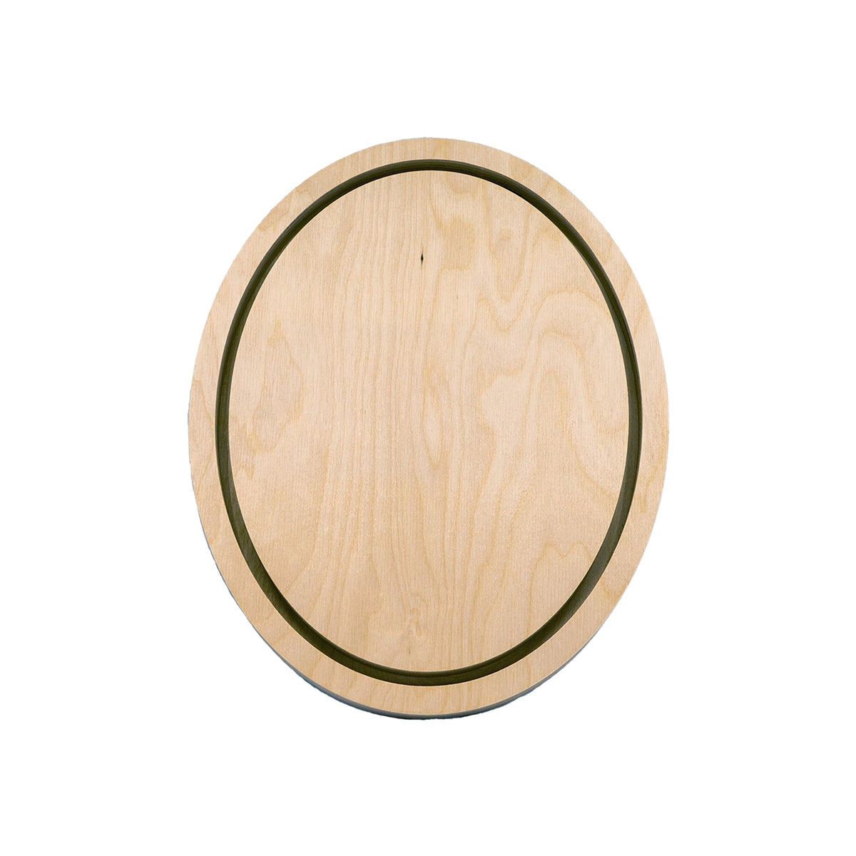 Trekell Oval Floater Panel, unpainted oval wood with a narrow recessed border.