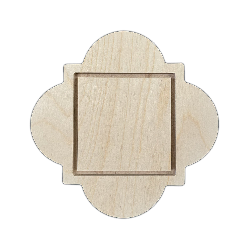 Trekell Ornate Classic Floater Panel, rectangular inset within a four-lobed wooden outline.