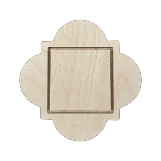 Trekell Ornate Classic Floater Panel, rectangular inset within a four-lobed wooden outline.