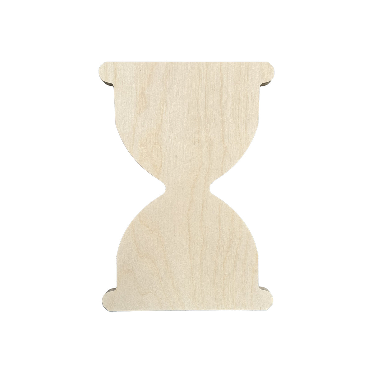 Trekell Hourglass Panel, unpainted wood with a narrow waist and broad curved ends.