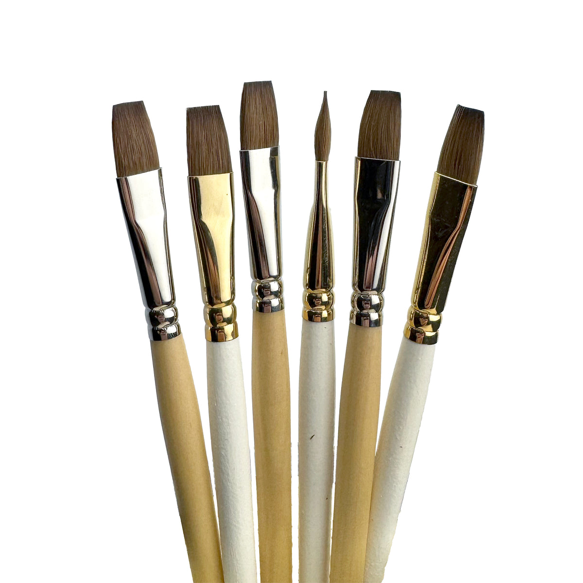 Trekell "Not Too Bad" Natural Hair 6-Pack Artist Brush Sets, For Oil and Watercolor Painting