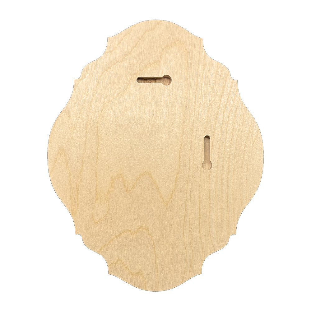 Trekell Gothic Portrait Floater Panel, unpainted back showing two keyhole mounting slots.