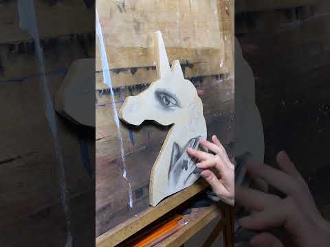 Trekell Unicorn Panel, shaped wood painting surface.