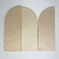Trekell Gothic Rounded Arch Altar Panel lying flat, with the left wood door closed and the right door open.