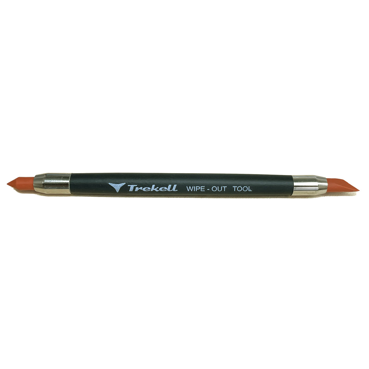 Trekell double-ended brush, dark handle with orange pointed bristles at both ends.
