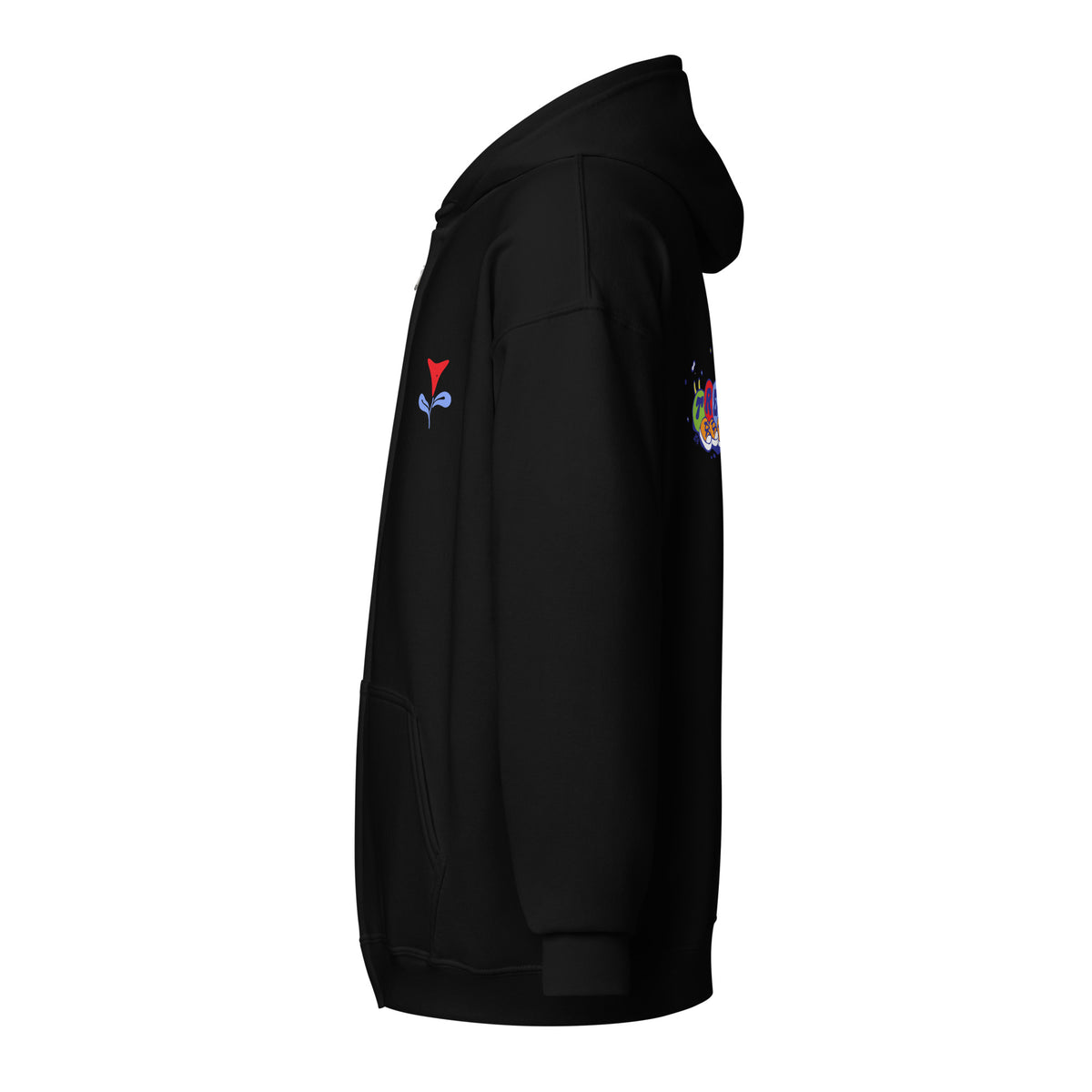 Trekell x Allison Bamcat Unisex Black Zip Hoodie, left side
