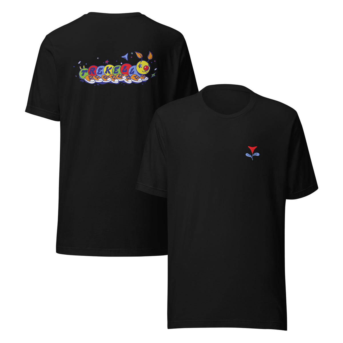 Trekell x Allison Bamcat Unisex Black T-shirt, front and back