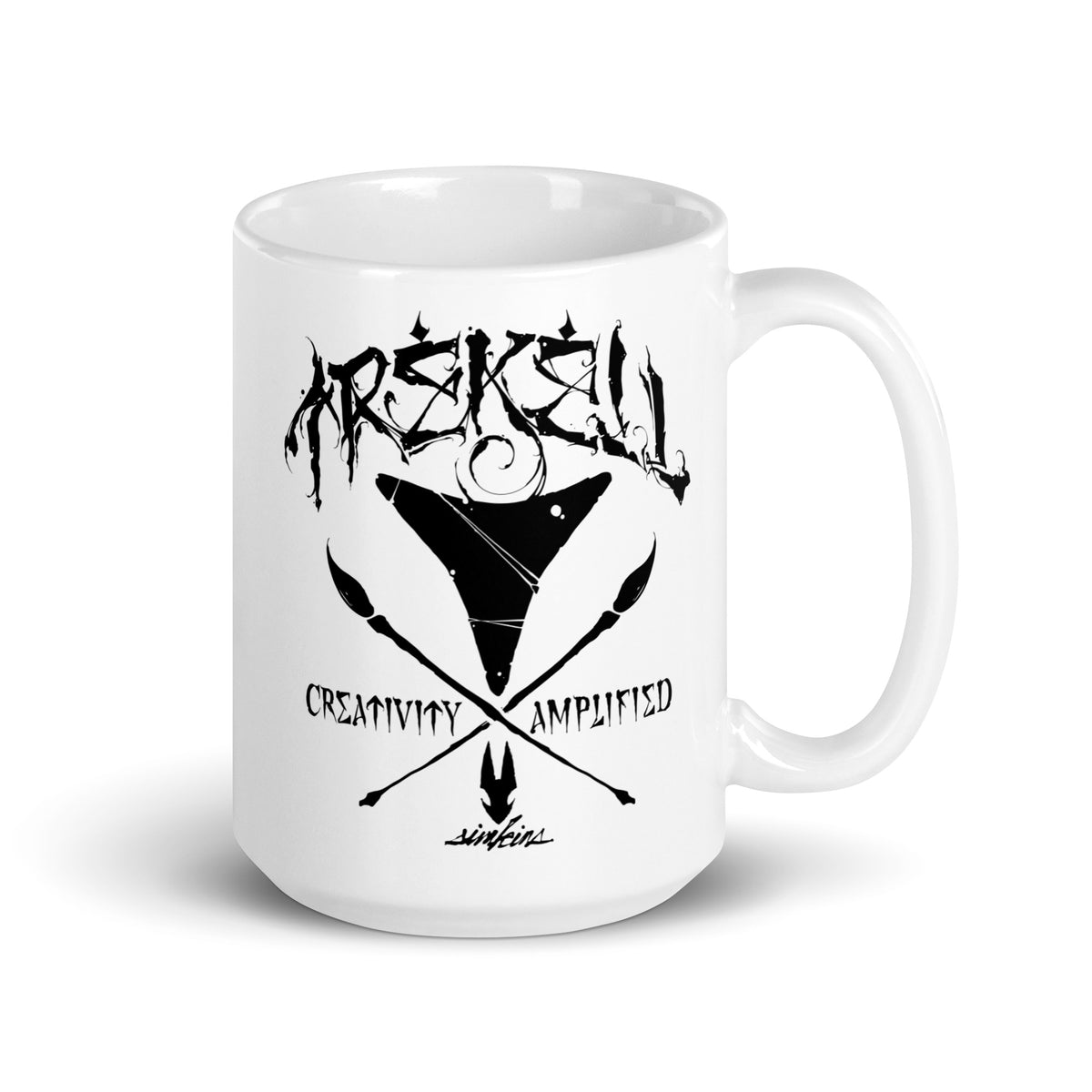 Trekell x Craola White Glossy Coffee Mug, handle on the right