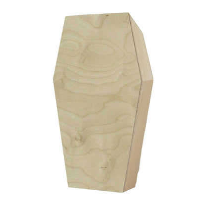 Trekell Coffin Block Panel, unpainted front showing its faceted outline and thick side.