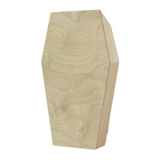 Trekell Coffin Block Panel, unpainted front showing its faceted outline and thick side.