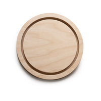 Round wooden floater panel, front view with a recessed circular border.