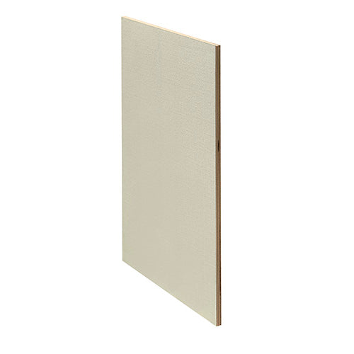 Pale rectangular linen panel shown at an angle, with its thin brown edge visible.