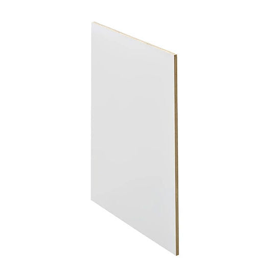 White rectangular wood panel shown at an angle with a thin natural wood edge.