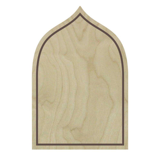 Trekell Gothic Bird Cage Floater Panel in pale wood, with a curved pointed arch and a recessed border around the painting surface.