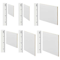 Six white panels in different proportions beside rulers showing their dimensions.