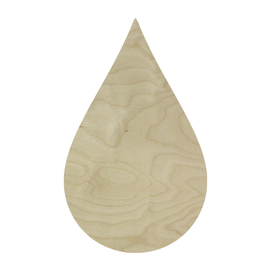 Trekell Rain Drop Panel, unpainted wood with a pointed top and rounded bottom.