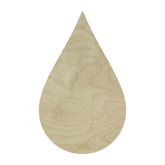 Trekell Rain Drop Panel, unpainted wood with a pointed top and rounded bottom.
